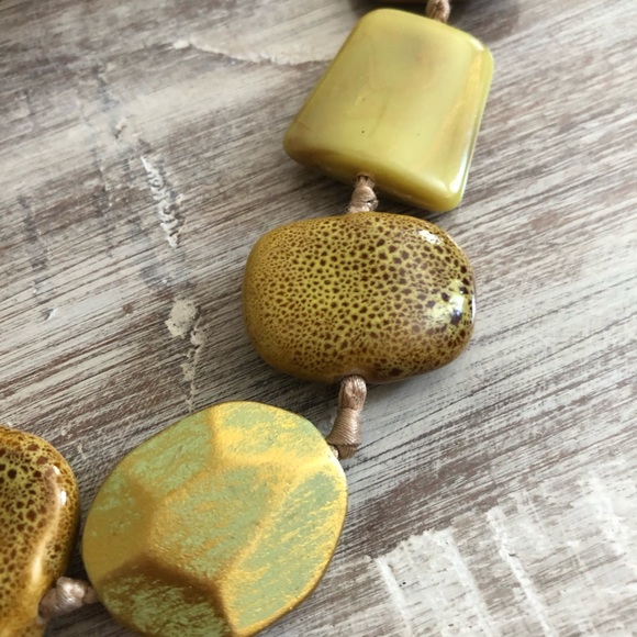 New Tan & Yellow Necklace with adjustable ribbon - Picture 13 of 16